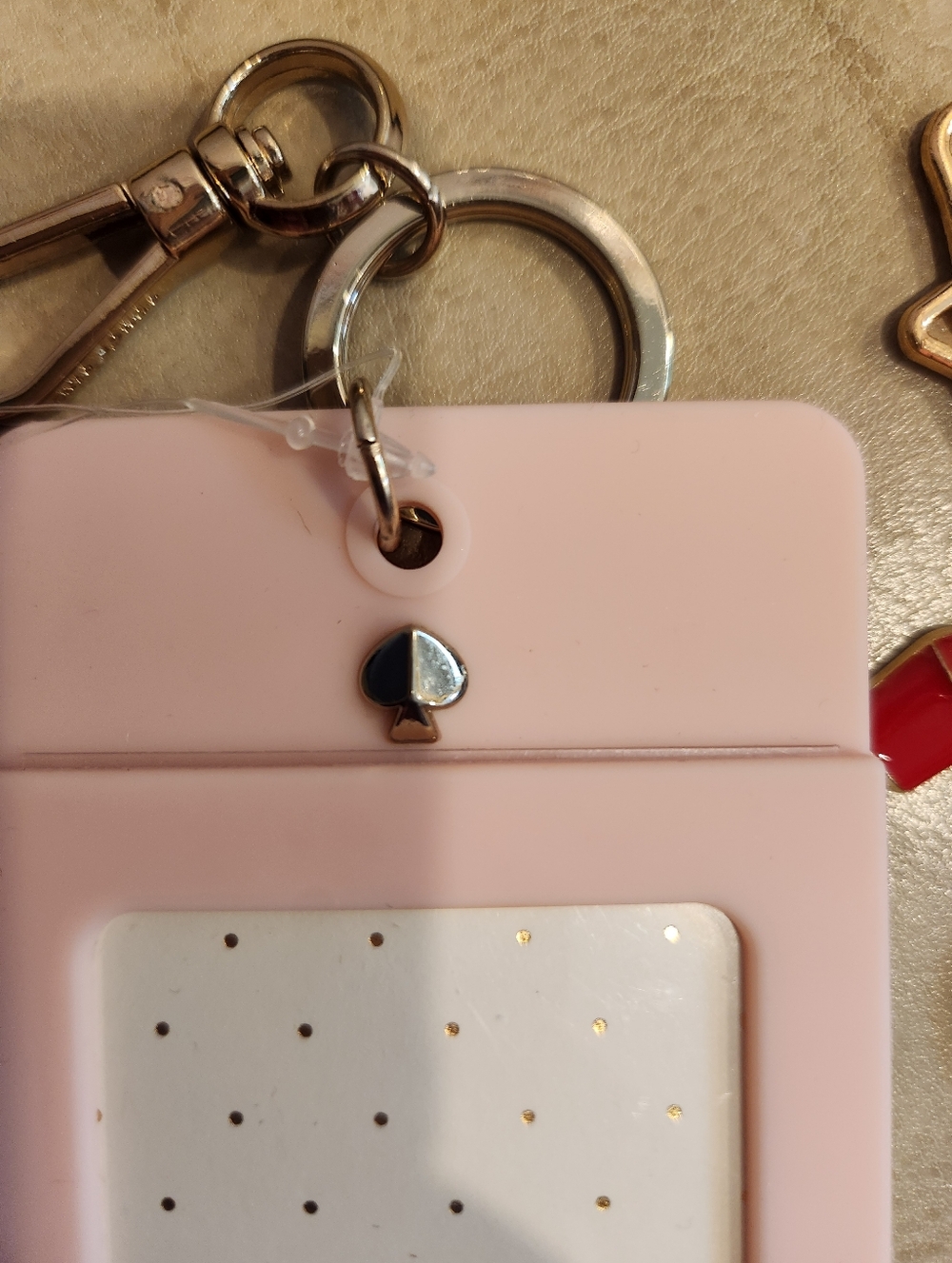 KATE SPADE Pink and Red Lip ID CLIP For Lanyard NWT W Lipstick/Bow Bag Charm - Picture 6 of 8